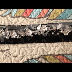 Silver floral headband/head piece